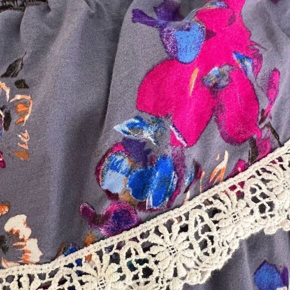 Umgee Women’s‎ Small Floral Ruffle Crochet Off Shoulder Long Maxi Dress Boho - Picture 5 of 9